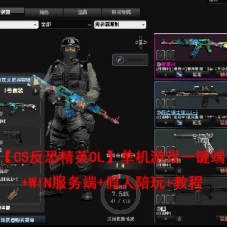 【CS反恐精英OL】单机游戏一键端+WIN服务端+假人陪玩+教程